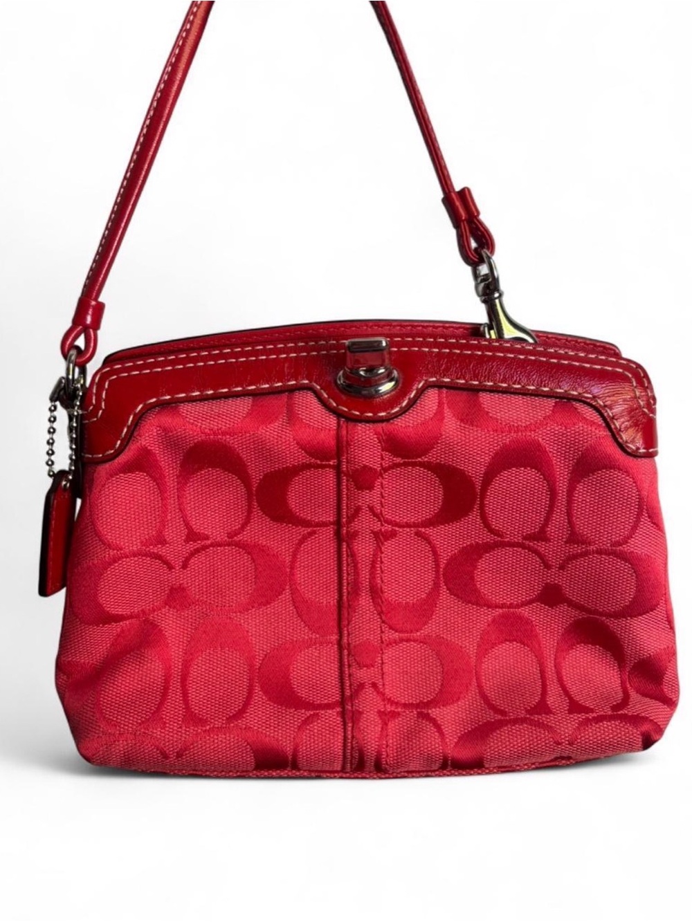 Vintage Coach Red Signature Jacquard Mini Bag